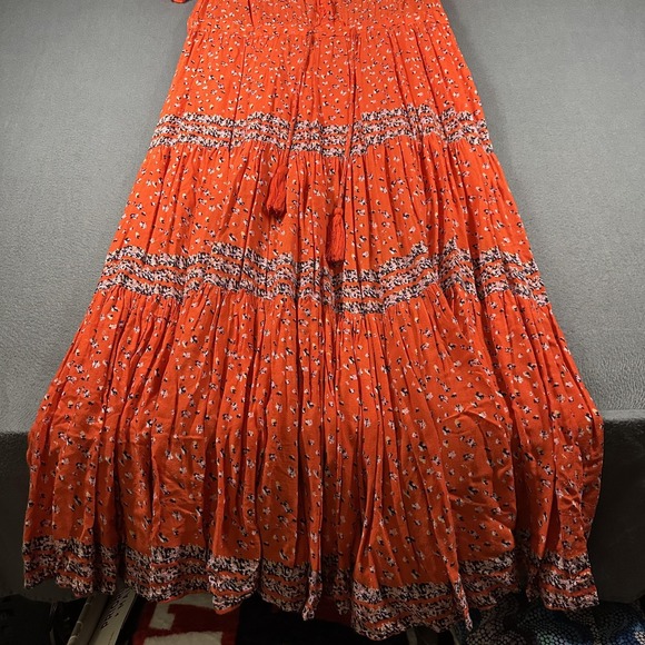 Free People Dress Womens Medium Rare Feeling Maxi Tiered Smocked Boho OB907121 - Picture 2 of 15